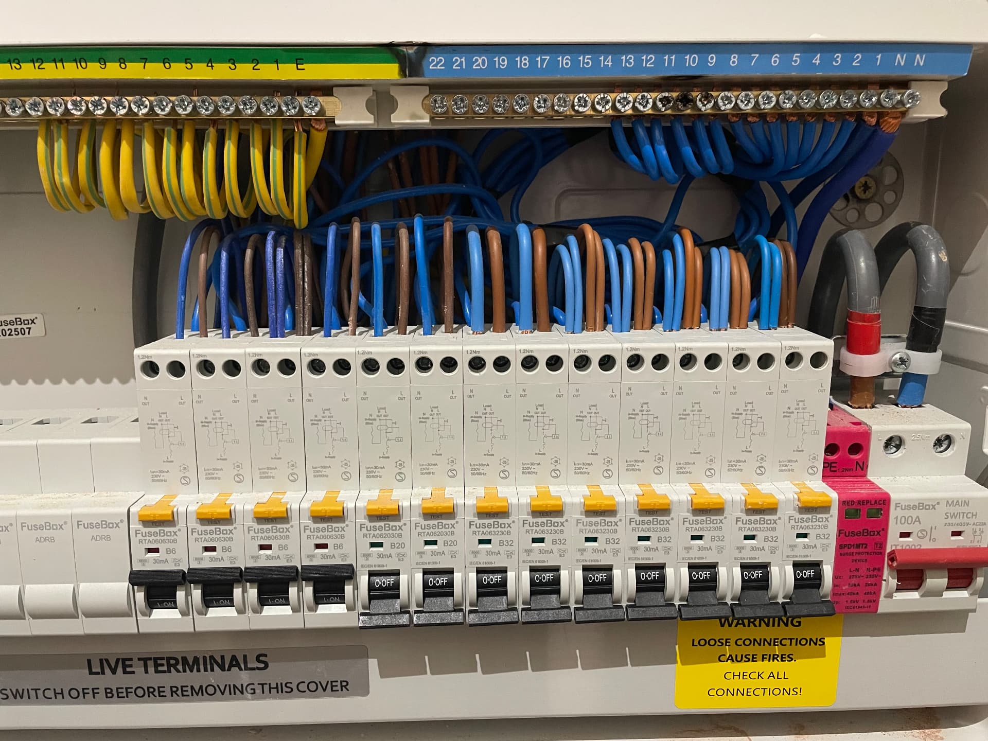 Professionally wired modern consumer unit